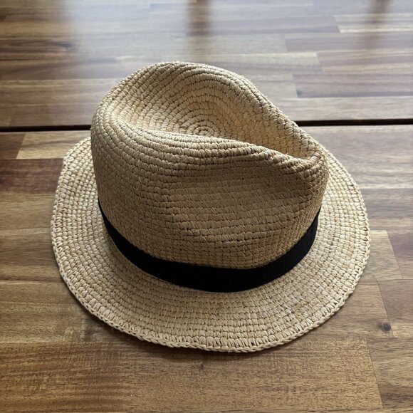 J. Crew Women's Packable Straw Hat F1722 Size S-M Black Ribbon Travel Resort NWT - Picture 13 of 13